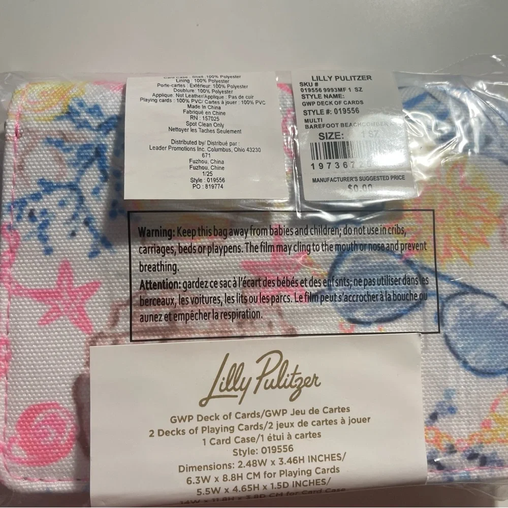 Lilly Pulitzer Pink Blue Yellow Seashell Print Card Case - GWP - Picture 3 of 3
